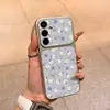 Capa com padrão floral branco em tela cheia adequada para Samsung S25FE 5G, capa macia, cobertura total, simples, moderna, personalizada, janela grande, anti-queda