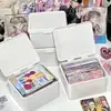 Caja de almacenamiento pequeña a prueba de polvo para escritorio, organizador transparente tipo flip-top estilo ins para materiales de scrapbooking, tarjetas y postales