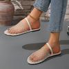 Zapatillas Planas de Malla Hueca de Gran Tamaño Europeas y Americanas Transfronterizas para Mujer Sandalias de Playa Redondas Transfronterizas
