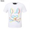 Psy Venta al por Mayor Marca Americana de Moda Cho Bun Camiseta Colorida Calavera Conejo Degradado Estampado de Letras Estilo de Pareja Manga Corta Ny
