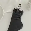 Calcetines Finos de Verano para Mujer, Calcetines de Encaje con Doble Borde de Volantes, Calcetines Versátiles de Media Pantorrilla con Volantes Estilo Japonés