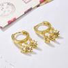 Pendientes de estrella de mar con microincrustaciones de circonita y hebilla redonda de cobre para oreja, joyería femenina, pendientes con borlas de personalidad bohemia.
