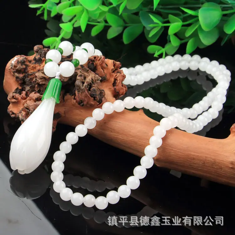 白金丝玉毛衣链0005