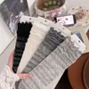 Meias de Fada de Malha Fina de Verão, Meias Finas Transparentes Pretas e Brancas de Renda, Meias Estilo Lanterna Lolita Franzidas