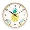 Reloj de Pared de Lujo Ligero con Marco de Madera Curvado Estilo Ins Comercio Exterior Reloj con Veta de Madera Reloj de Cuarzo Silencioso para Sala de Estar del Hogar Reloj Simple