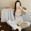 Yunduo Algodón Nuevo Lindo Pijama para Mujer 2026 Verano Delgado Manga Corta Conjunto de Tres Piezas Dibujos Animados Pony Ropa de Casa Disparo Real