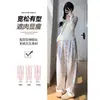 Pantalones Anchos Estampados de Cachorros Blancos y Grises para Mujer, Delgados de Primavera y Verano, Talla Grande, Cintura Alta, Holgados, Casuales, Pierna Recta, Pantalones de Chándal