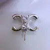 Colgante de Plata de Ley S925 Transfronterizo Europeo y Americano Multiusos Doble C Doble Zircón Colgante de Perla de Agua Dulce con Forma Irregular