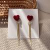 Pendientes de plata 925 con forma de estrella de Internet, con lazo de terciopelo rojo, para novia, con perlas, para mujer.