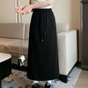 Nueva Falda Casual de Moda Holgada Adelgazante de Cintura Alta con Cordón Cintura Elástica Abertura de Longitud Media para Mujeres de Tallas Grandes Falda Recta