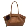 Bolso Tote Texturizado de Gran Capacidad Estilo Coreano 2026 Nuevo Bolso de Hombro Retro Plisado Simple Bolso Casual para el Trabajo Debajo del Brazo