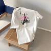 Camiseta Branca de Algodão Puro Manga Curta Estilo Americano para Mulheres, Novo Top de Verão com Design Soltinho e Efeito Emagrecedor