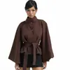 Amazon Transfronterizo Chaqueta de Moda con Cinturón Entallado Personalidad Hip-hop Casual Diseño de Botones Top Corto para Mujer