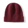 Chapéu de Cashmere Liso para Mulheres, Novo Gorro Soltinho Espesso de Outono e Inverno, Chapéu de Lã Tricotado para Cabeça Grande, Chapéu Quente Casual