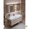 Tocador de baño lavabo lavabo encimera piedra sinterizada doblado en caliente lavabo integrado combinación de gabinete de baño simple moderno montado en la pared