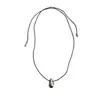 Collar Minimalista Corazón Estilo Fresco Plata Brillante Gota de Agua para Mujer Cadena Cordón Negro Suéter de Otoño Modelo Nuevo 2025