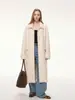 Casaco de lã macio elegante para o inverno de 2026, com pele sintética integrada, para o dia a dia, modelo solto, longo, de abotoamento simples, para mulheres.