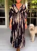 Verano 2026 Nuevo Amazon Transfronterizo Comercio Exterior Moda Vestido de Cuello en V Vestido Largo Estampado para Mujer Ropa para Mujer