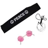 Diadema con gafas y colgante de paz para traje hippie de fábrica, joyería de tres piezas para fiesta de carnaval