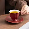 Taza Maestra Cerámica Forma Pétalo Glaseado Langhong con Borde Dorado, Taza Individual, Caja de Regalo de Vajilla para el Hogar de Gama Alta