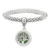 Pulsera Vibratoria de Acero Inoxidable para Aromaterapia Repelente de Mosquitos Árbol de la Vida Caja de Perfume con Aceite Esencial Pulsera Magnético-estrictiva para Parejas