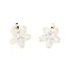 Pendientes Exquisitos de Estrella de Cinco Puntas Incrustados con Piedras Estilo Coreano Chapados en Oro Dos Tonos Versátiles Elegantes Pendientes Clip para Oreja sin Perforación para Mujer