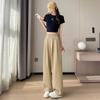 Pantalones Yamamoto de Verano Fluidos para Mujer, Nuevos Pantalones Rectos de Cintura Alta Adelgazantes de Pierna Ancha, Pantalones Sueltos Frescos de Largo Completo