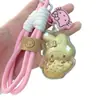 Llavero Melodía de Fresa Dorada Colgante de Bolsa de Dibujos Animados Cadena para Teléfono Gato Kt Decoración de Transmisión en Vivo de Comercio Transfronterizo