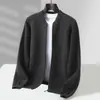 Nuevo cárdigan de lana 100% pura para Otoño e Invierno, cuello de béisbol, suéter abrigo engrosado, nueva ropa de punto de cachemira para hombre de Otoño e Invierno