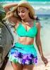 Bikini de cintura alta con volantes para mujer, traje de baño sexy con estampado transfronterizo europeo y americano, 2024