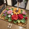 Alfombra de Diatomeas con Flor 3D Transfronteriza Felpudo para Entrada de Casa Absorbente Secado Rápido Antideslizante Felpudo Etiquetado