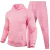 2021 outono e inverno transfronteiriço masculino e feminino lazer código europeu em branco cor sólida terno de lã solta camisola calças conjunto de duas peças