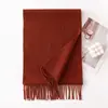 Bufanda de Lana de Color Sólido con Ambiente Invernal, Lujo Ligero, Chal de Borlas de Gama Alta, Bufanda Cálida de Moda para Viajar al Trabajo al por Mayor