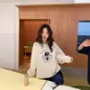 Moletom feminino gola careca sem capuz, novo estilo primavera 2026, início do outono, tamanho petite, toque de alta qualidade, modelagem solta, blusa pullover com forro de fleece