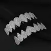 Fabricante de Aparatos Dentales Hip-Hop Transfronterizos, Joyería de Moda, Accesorios Dentales Hip-Hop Incrustados de Diamantes en Toda la Dentadura, Aparatos Dentales de Diamante en Forma de Gota con Superficie Lisa Chapada en Cobre Dorado