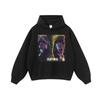 Otoño e invierno 2025 moda nacional suéter antiguo parodia impresión por inyección directa de tinta blanca hip hop americano retro algodón puro sudadera con capucha de manga larga
