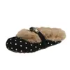 Turbante de Lunares Francés Medias Zapatillas de Casa para Mujer Ropa de Exterior 2026 Nuevo Otoño/Invierno Terciopelo Plus Zapatillas de Algodón Birkenstock Medias Zapatillas de Casa Suela Gruesa