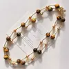 Collar Maillard de Cadena para Clavícula con Perlas Shijia de Alto Brillo y Piedra Ojo de Tigre Natural de Alta Calidad para Otoño e Invierno, Cadena para Suéter para Mujer