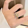Anillo de Plata de Ley s925 Amatista Natural Flor Nebulosa Diseño de Nicho Abierto Ajustable Dedo Índice Anillo Sensación de Lujo Ligero Gama Alta Mujeres