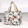 Bolsa de Bento Floral de Mano de Estilo Nuevo Simple de Comercio Exterior para Mujeres Moda Gran Capacidad Bolsa de Almuerzo Bolsa para Lonchera Bolso de Mano