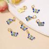 Colgante de Calabaza Flor de Loto Azul Quemado Fresco Cloisonné Colgante de Mariposa con Goteo de Aceite Color Oro Accesorios para Pulsera