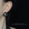 Aretes Redondos Vintage Luz Medieval Negro Oro Rosa Lujo Accesible Alta Gama Estilo Hepburn Geométricos Esmaltados al Goteo para Mujer