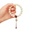 Pulseira Bodhi de Jade Branco feminina ágata cristal rosa contas espaçadoras acessórios Bodhi Putuo 18 sementes Wenwan pulseira auspiciosa masculina