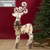 Decoraciones de Muñeco de Nieve Navideño, Adornos que Mejoran la Atmósfera, Escena de Reno Blanco de Peluche Brillante para Nochebuena, Exhibiciones de Ventana