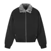 Gola de pelo sintético de raposa Jaqueta acolchoada de algodão Águia da Montanha masculina inverno tendência de rua solta curta gola bomber casaco de algodão