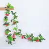 Enredadera de Rosas Artificiales Flor Falsa de Enredadera Flor de Seda Rosa Pequeña Colgante de Pared Cubierta de Tubo de Flor Decoración Alta Simulación