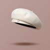 Novo gorro de lã outono e inverno estilo retrô para o rosto pequeno cor sólida simples feminino pintor chapéu Beilei vendas diretas da fábrica