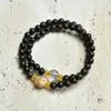 Pulsera de Doble Círculo de Madera de Águila 0.6 Cadena de Mano Portátil con Diseño de Loto de Madera de Boj Estilo Jade para Hombres y Mujeres