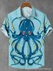 Camisa de Hombre con Estampado de Pulpo en el Mar