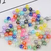 Cuentas Redondas Perforadas de Color Sólido Chapadas AB, Cuentas Iridiscentes de Agujero Recto para Collares, Pulseras, Cadenas de Teléfono y Materiales de Cuentas DIY